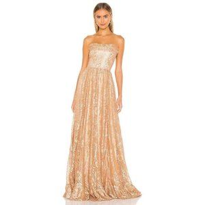 Sabina Musayev Cleo Gown Rose Gold Jacquard Party